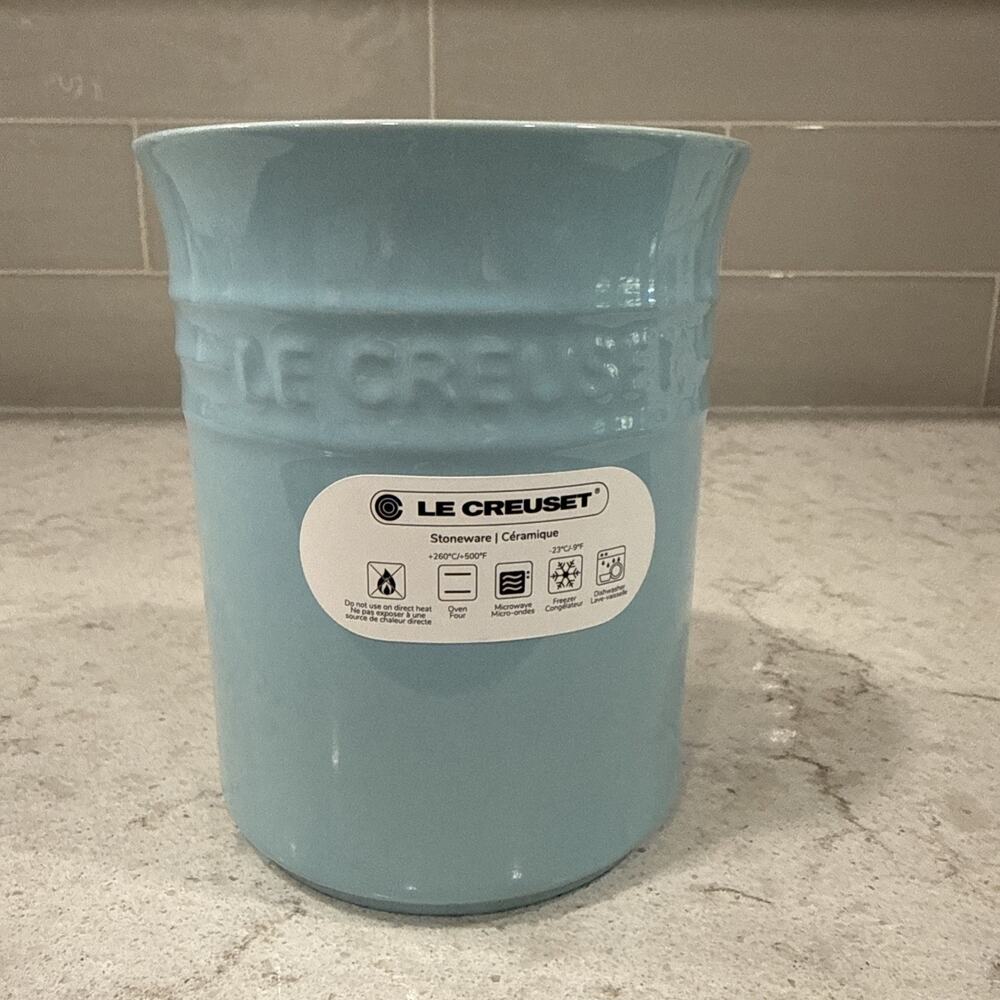 Le Creuset SKY BLUE Stoneware Utensil Crock Holder 1L Second Choix NEW
